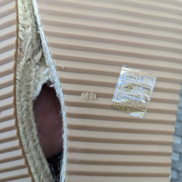 Women Rhinestone & Shell Decor Espadrille Sandals,Beige Outdoor Straw - Picture 5 of 6